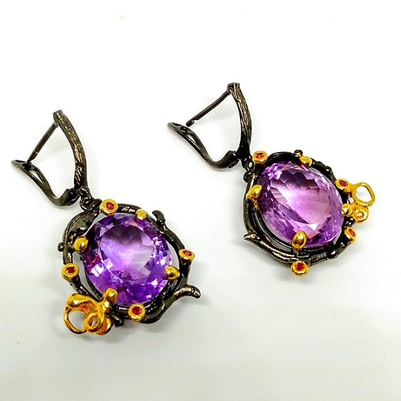 Part of bundle Purple Amethyst  Sterling Silver and 114K Earrings bundle - Picture 2 of 5